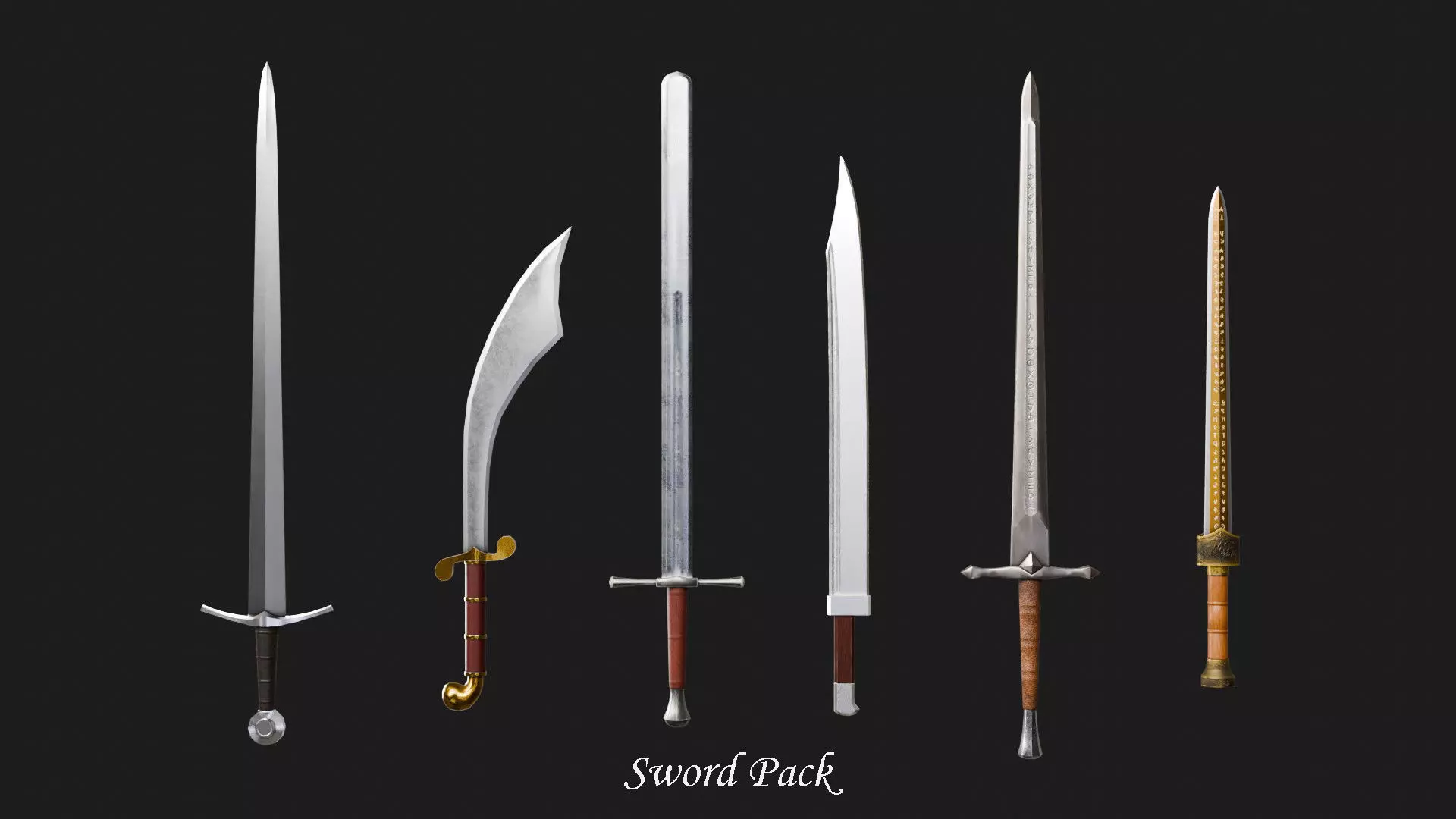 Sword Pack Low-poly 3D model_0