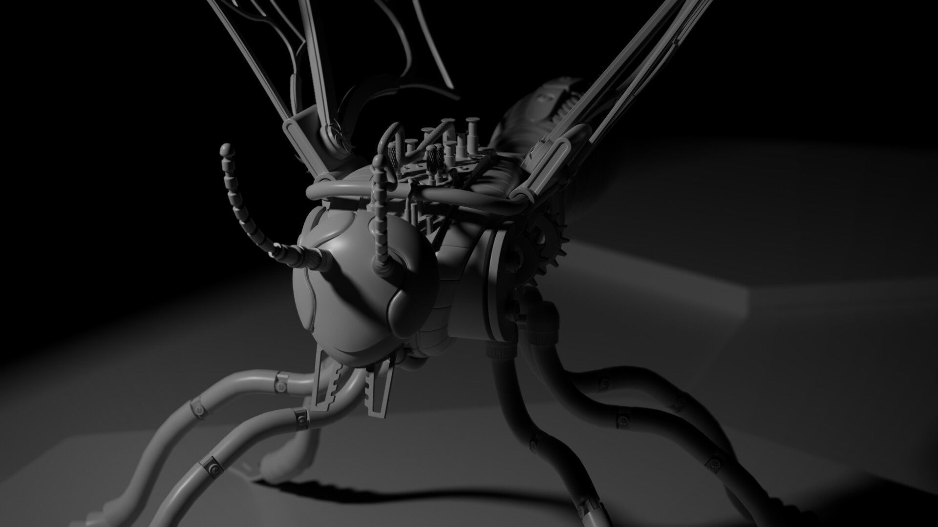 Mechanical Wasp Low-poly 3D model_9