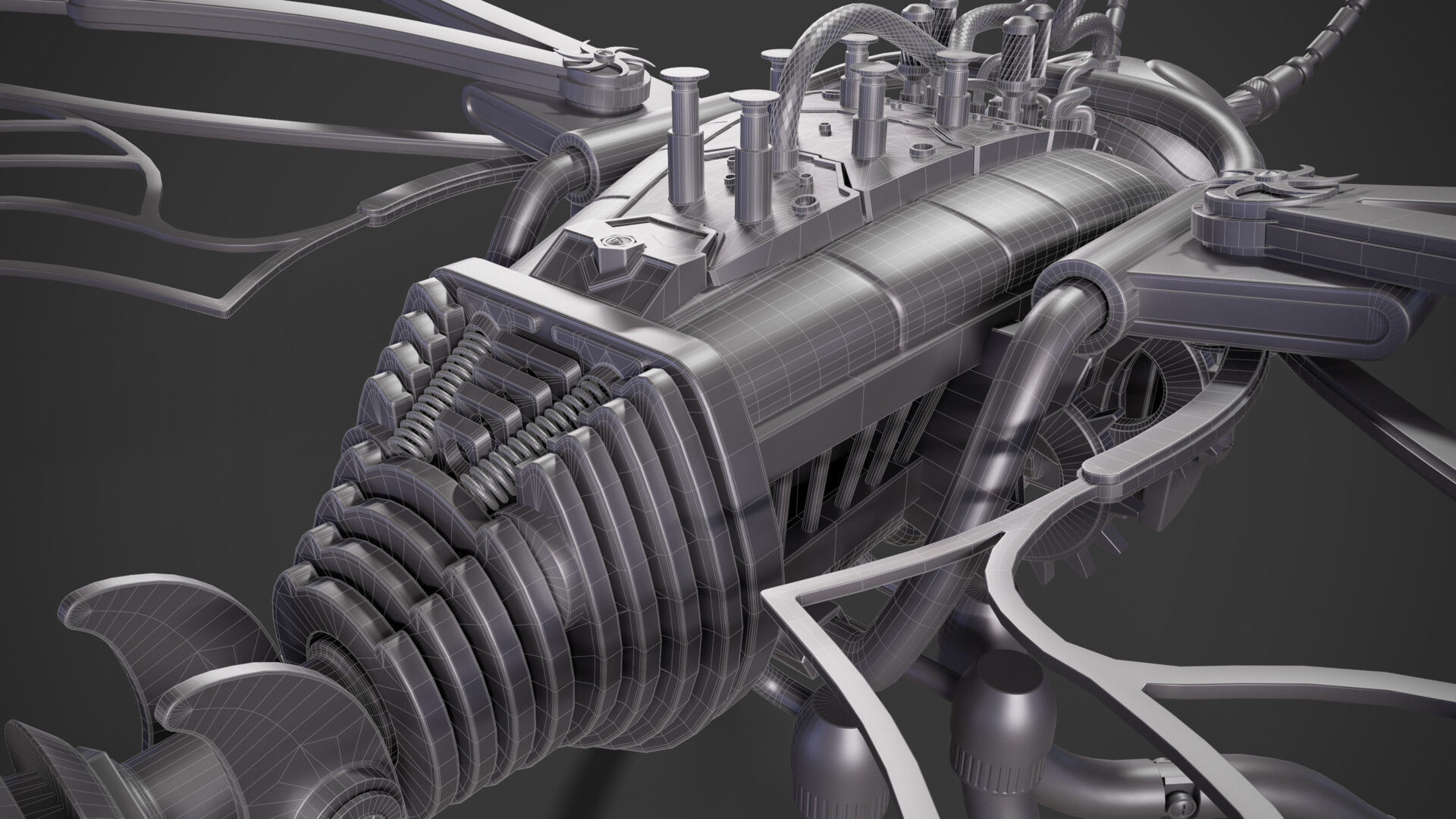 Mechanical Wasp Low-poly 3D model_4