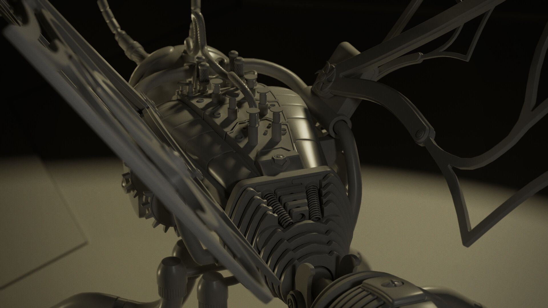 Mechanical Wasp Low-poly 3D model_3