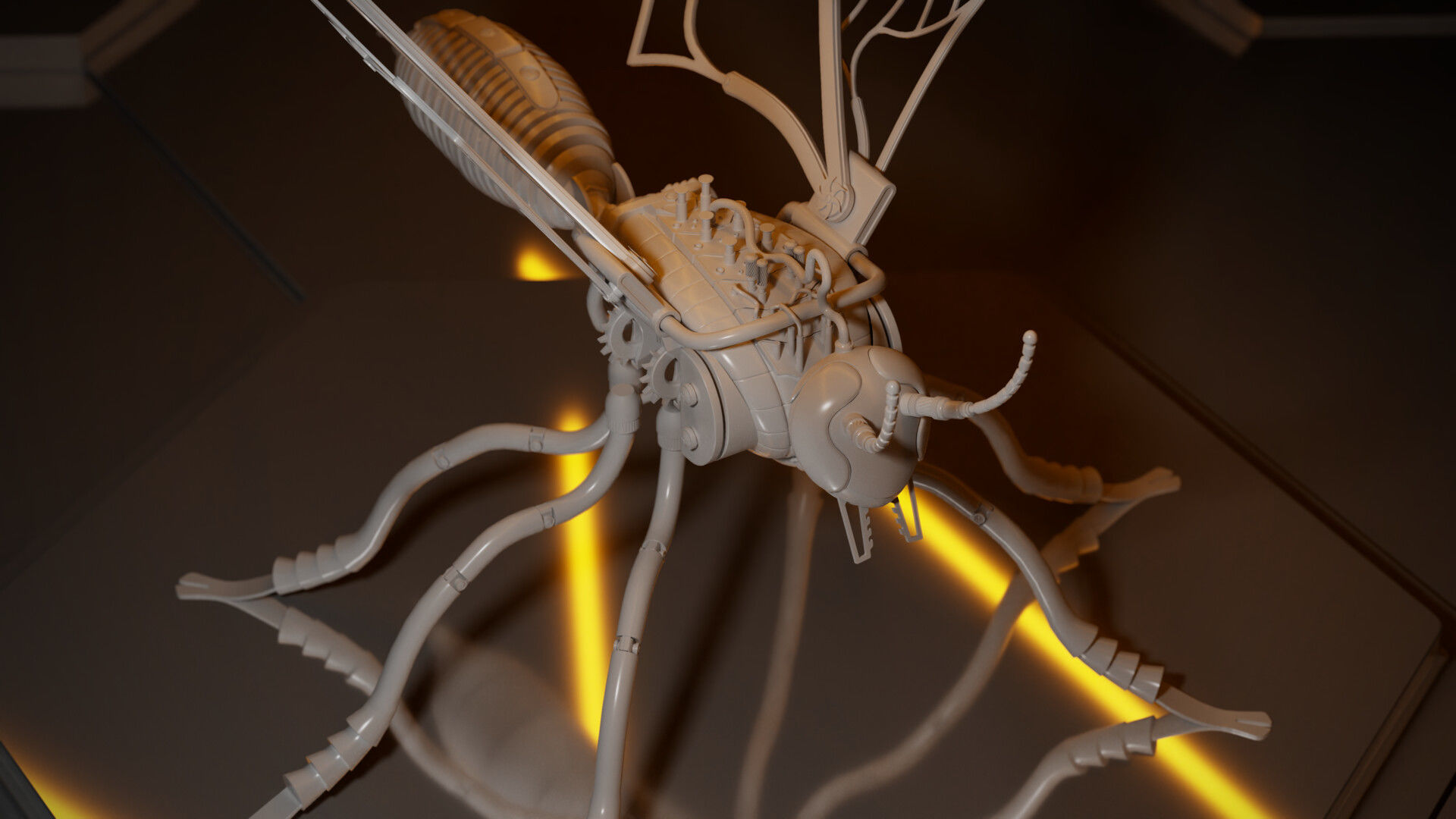 Mechanical Wasp Low-poly 3D model_10