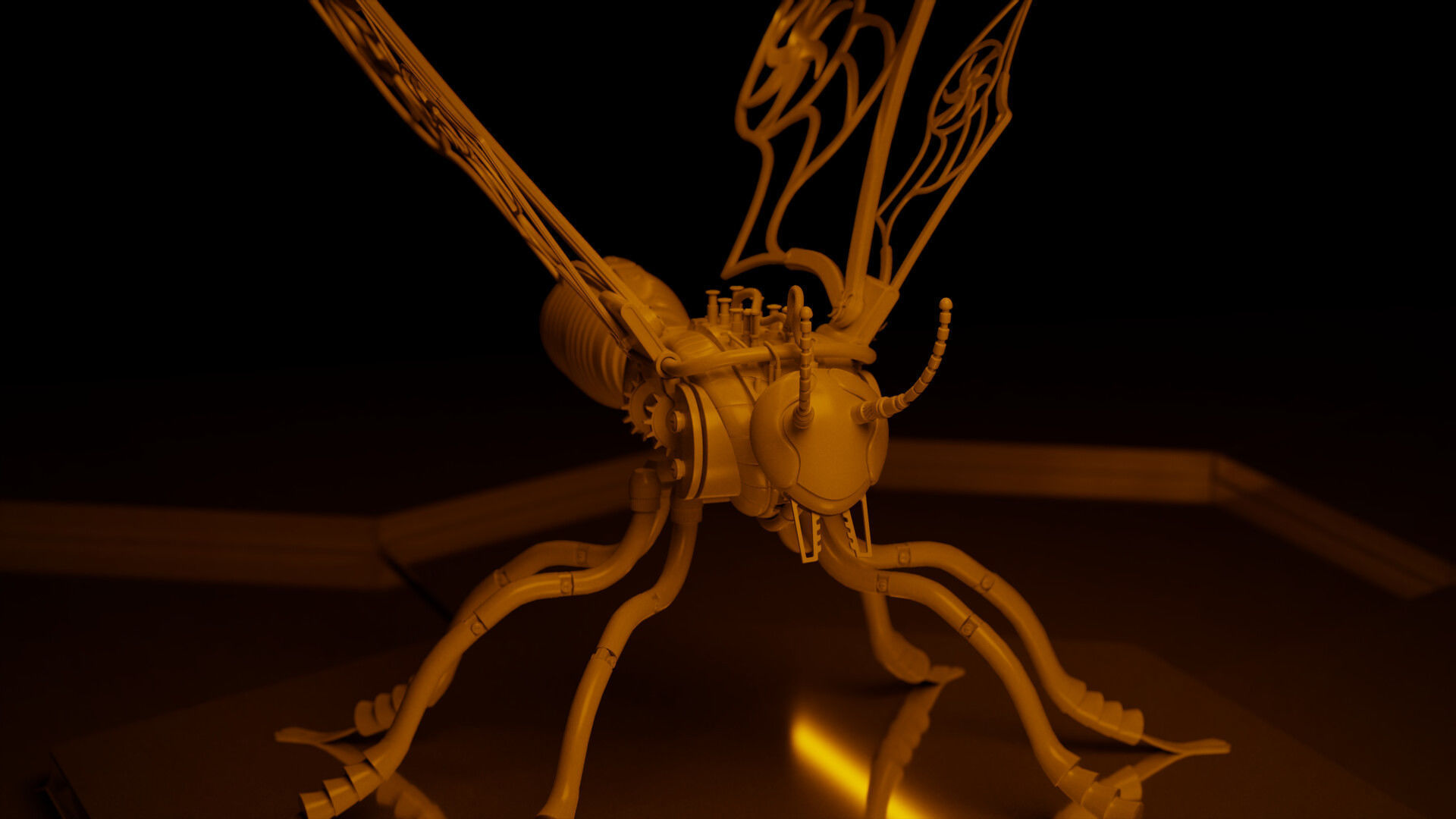 Mechanical Wasp Low-poly 3D model_11