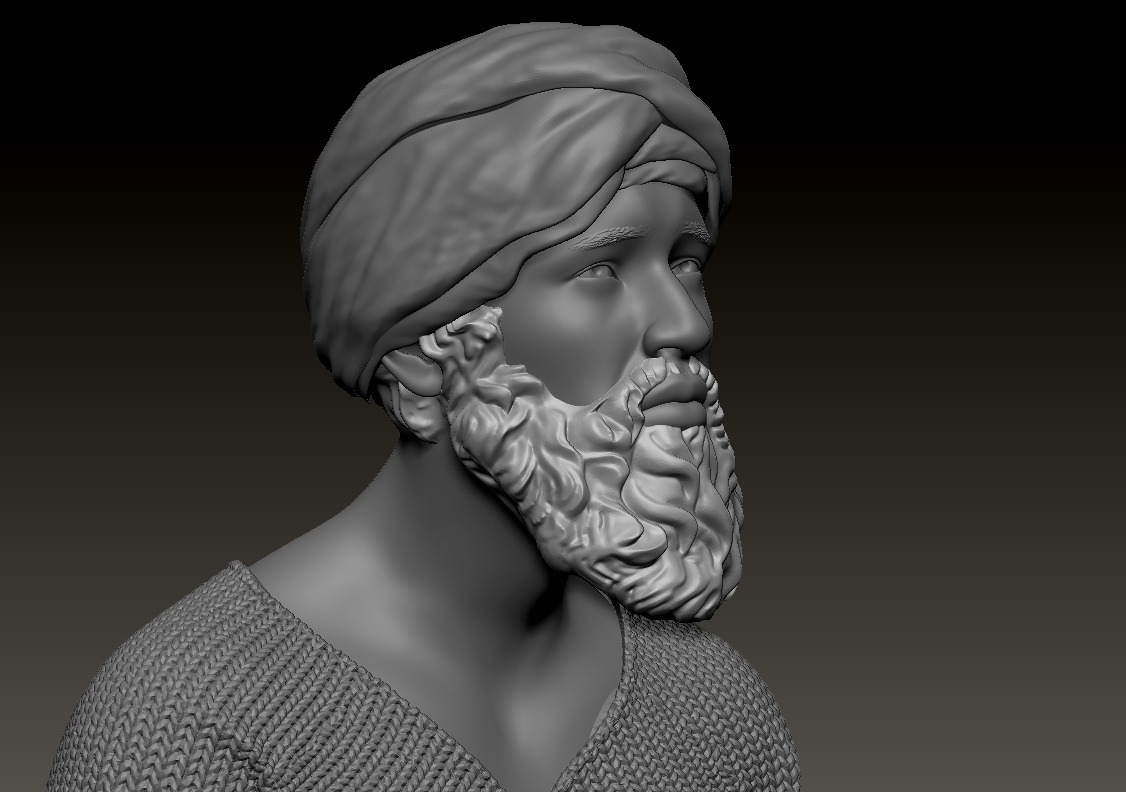 Man dressed in oriental clothes praying printable 3D print model_4