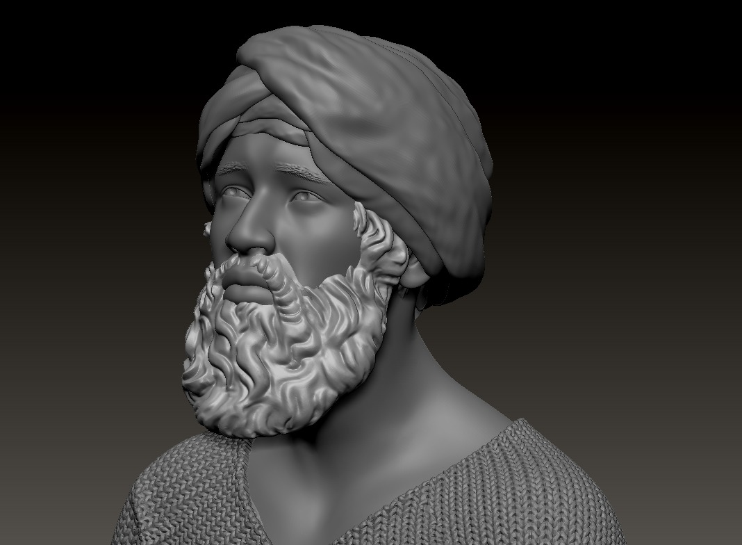 Man dressed in oriental clothes praying printable 3D print model_3