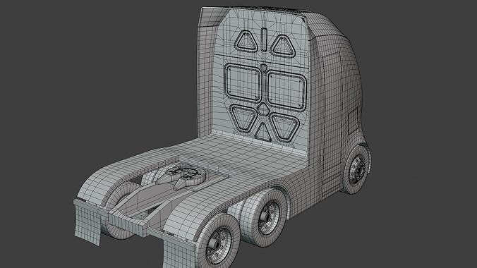 Future semitruck IX PBR 3D model 5