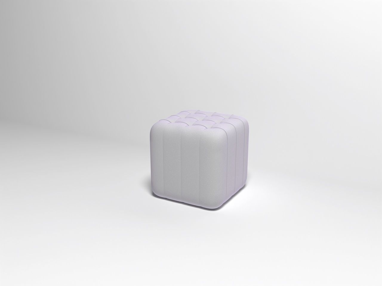White Ottoman  3D model_2