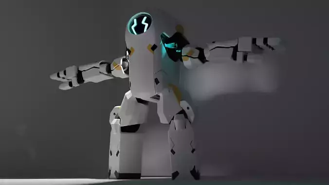 White Big Robot 2D Design by Unknown artist 3D model