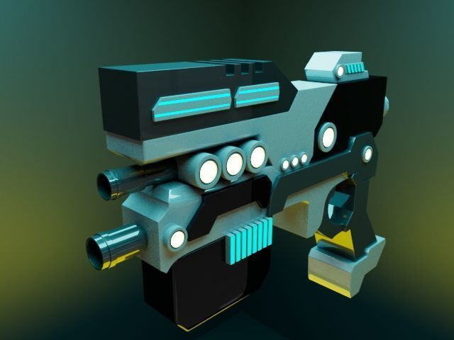 gun game asset Free low-poly 3D model_1