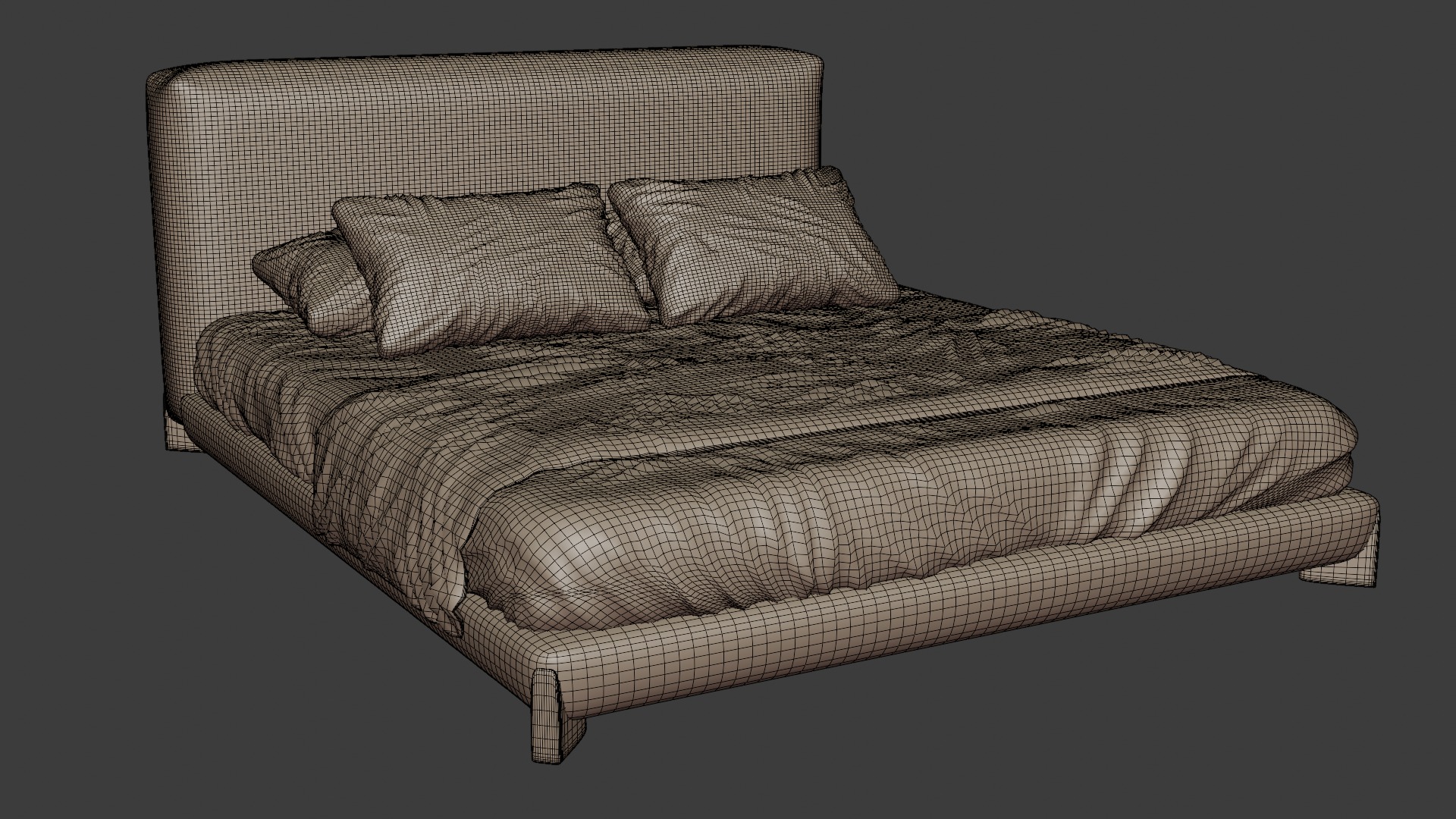 Bed in a stylish modern style 3D model_6