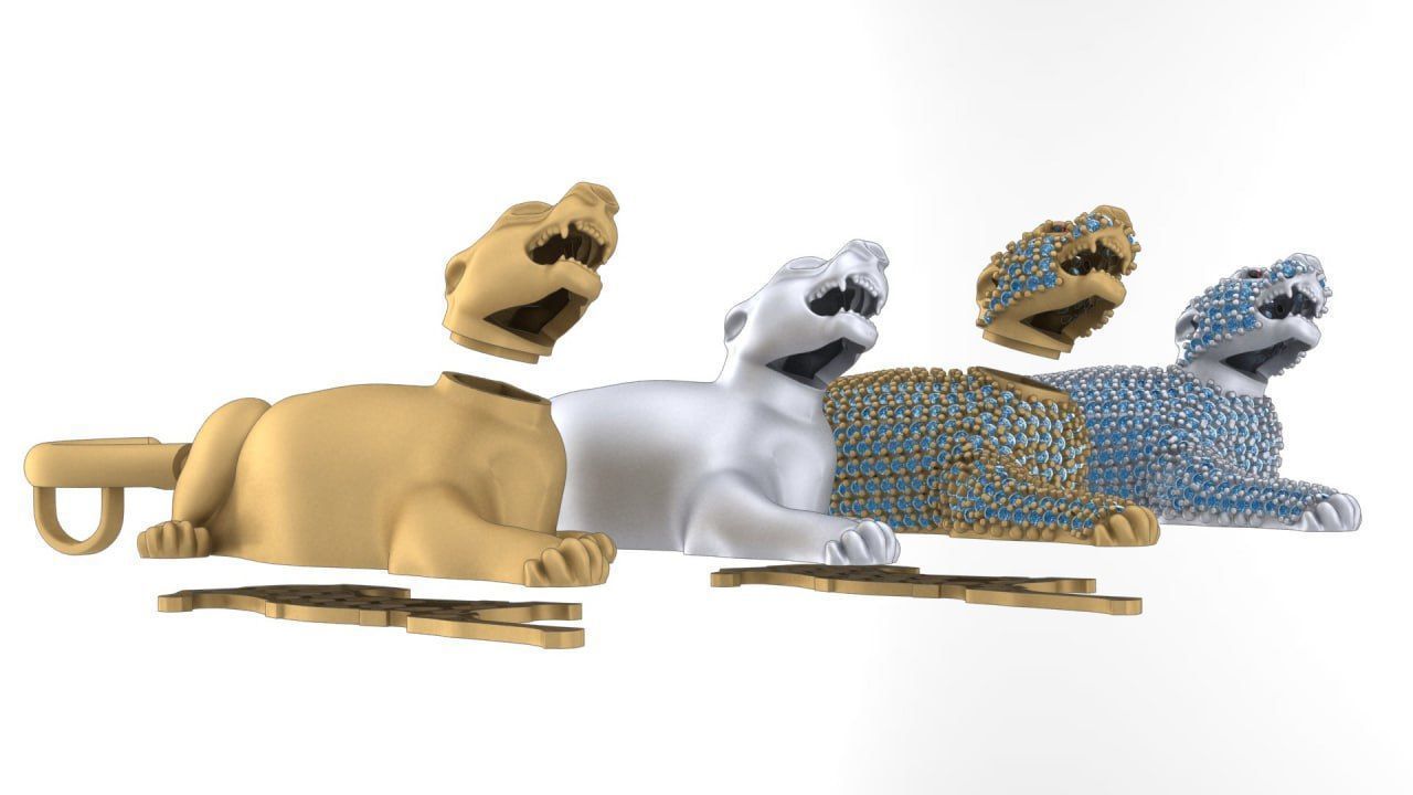Panter gold pendant - one piece and multi piece 3D print model_4