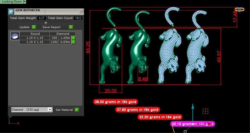 Panter gold pendant - one piece and multi piece 3D print model_9