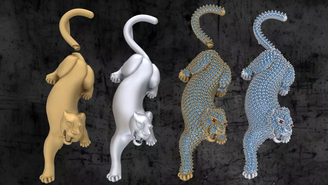 Panter gold pendant - one piece and multi piece 3D print model_0