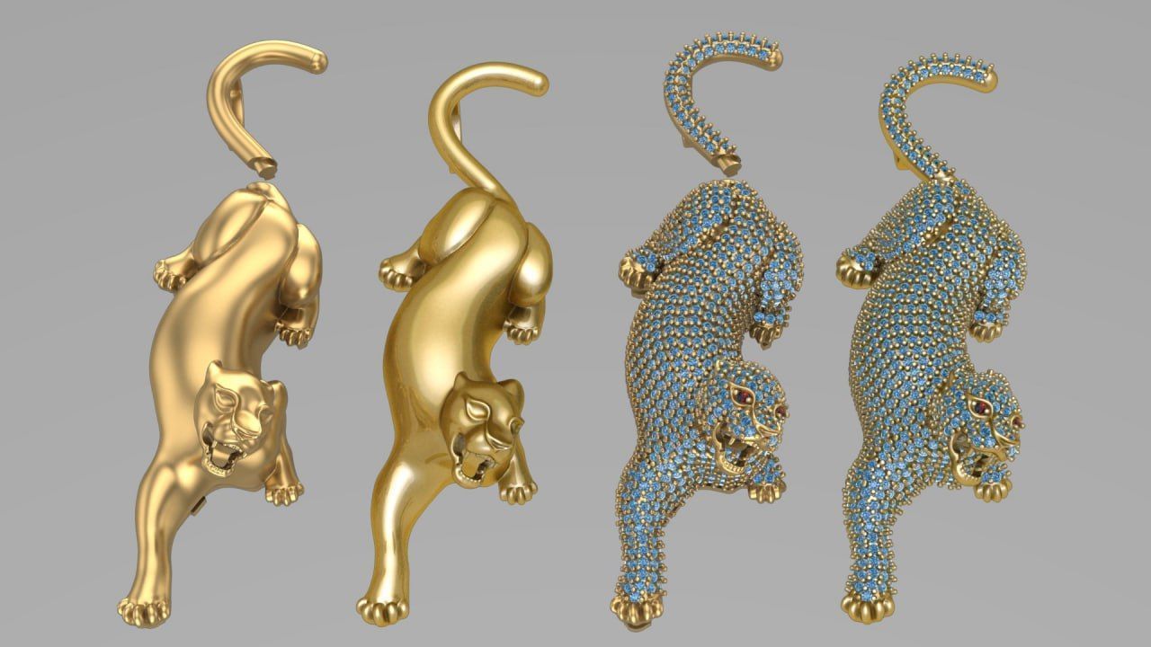 Panter gold pendant - one piece and multi piece 3D print model_2
