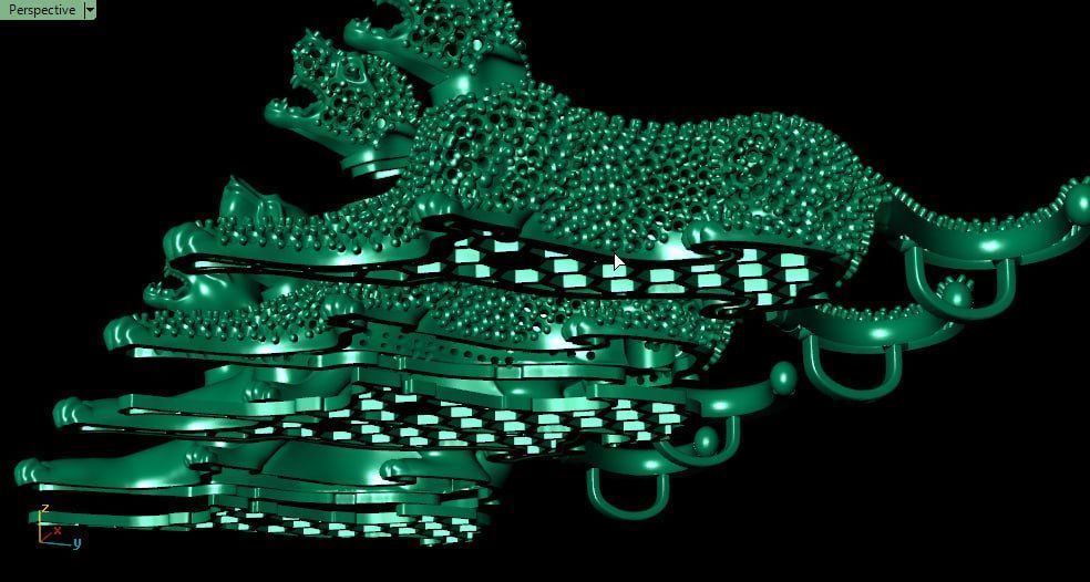 Panter gold pendant - one piece and multi piece 3D print model_7