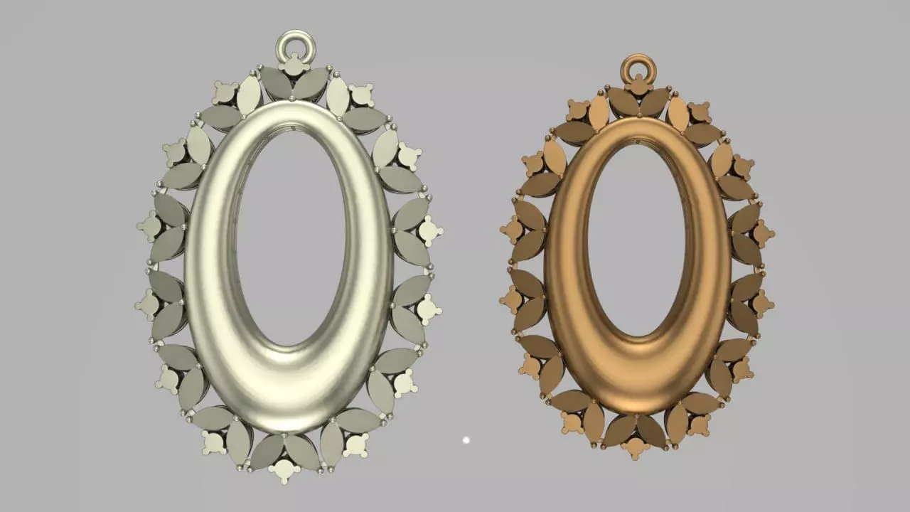 Oval gold pendant 3D print model
