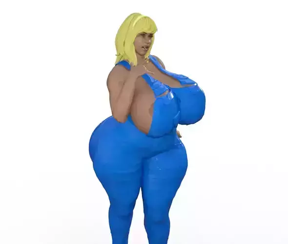 sexy big woman with overol 3D print model
