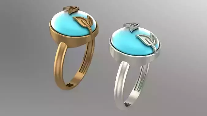 Turquoise leaf ring