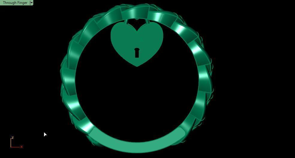 Tiffany lock gold ring 3D print model_5