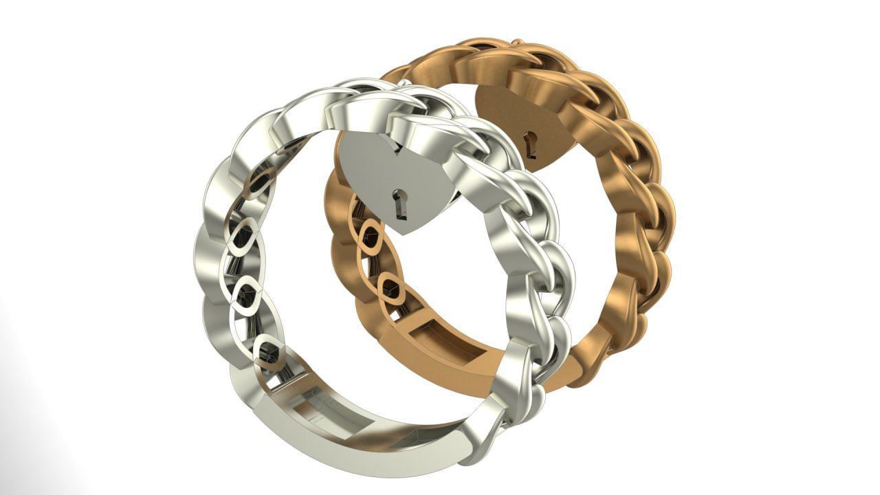Tiffany lock gold ring 3D print model_3
