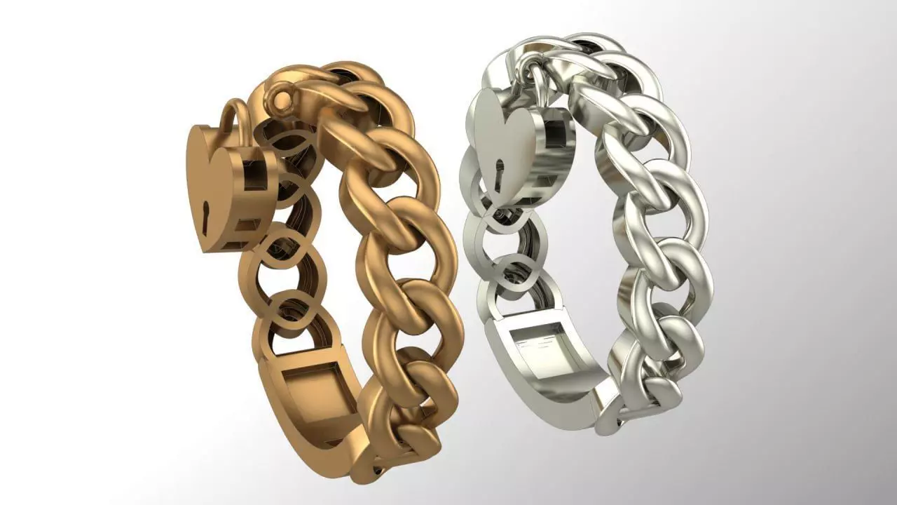 Tiffany lock gold ring 3D print model_0