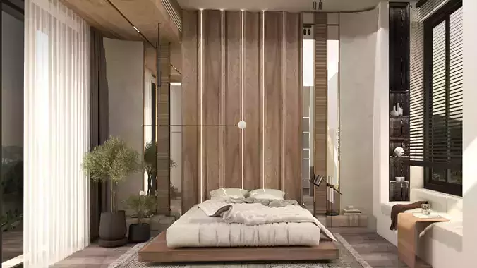 Wabi-Sabi bedroom design Sketchup model