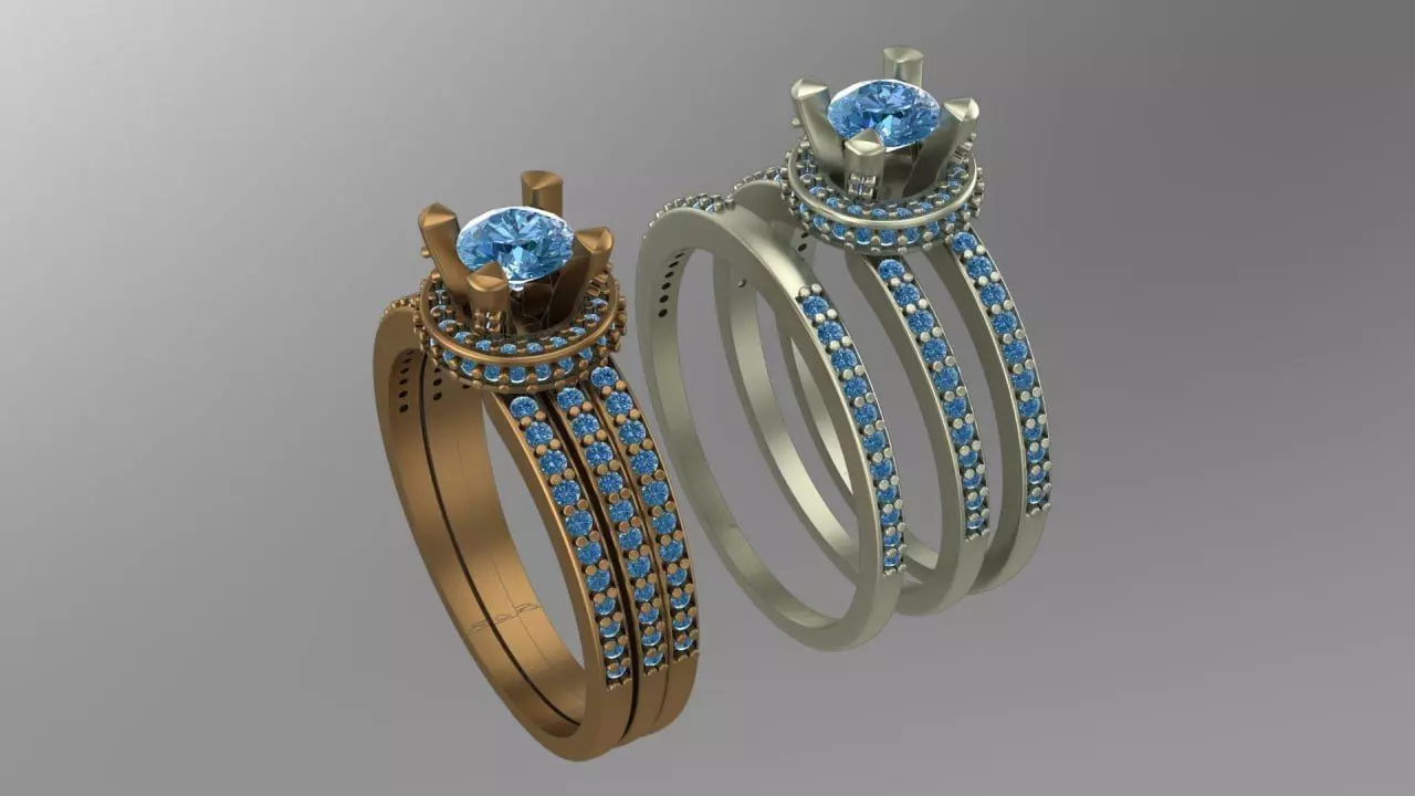 2 part and 3-line wedding ring 3D print model