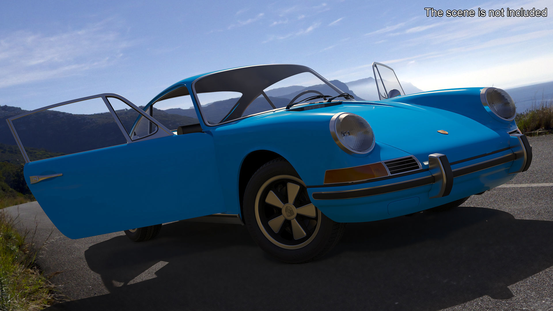 Porsche 911 1968 Blue Rigged 3D model
