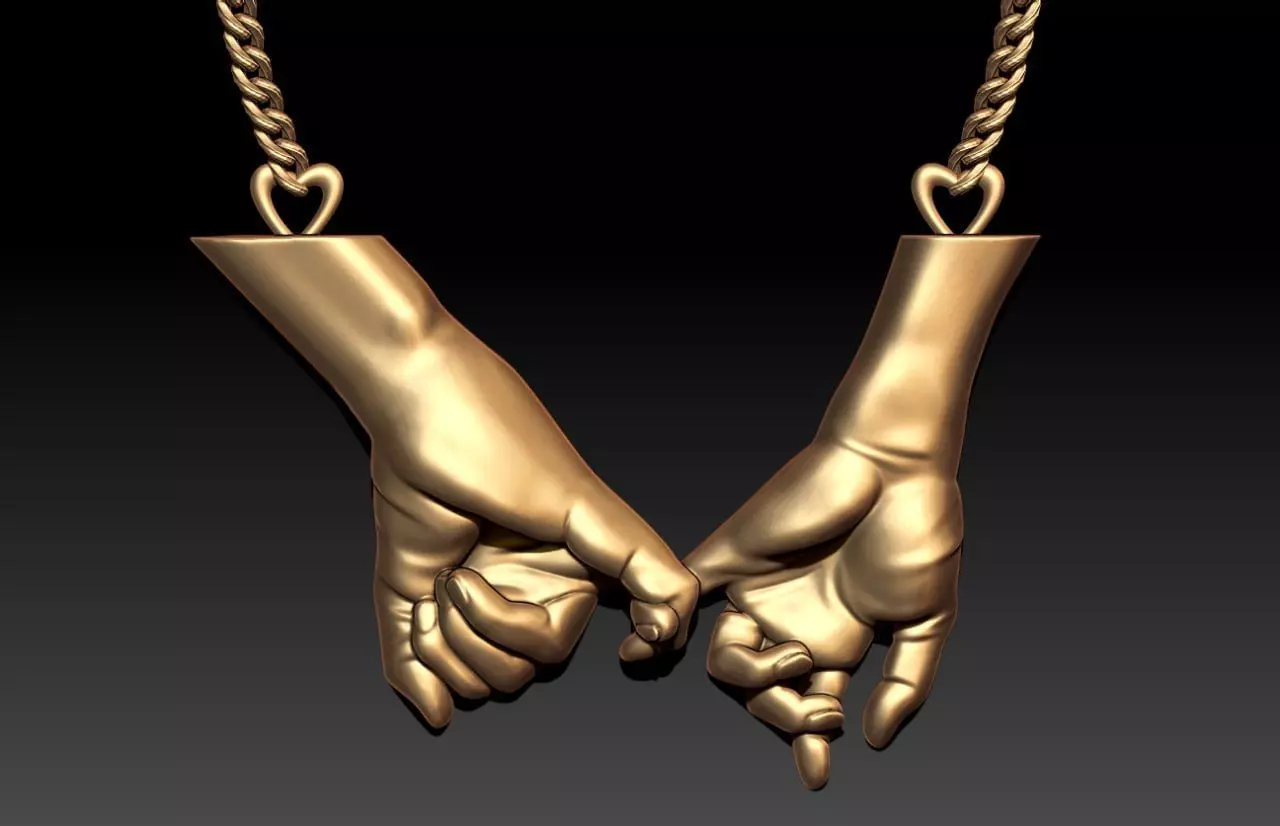 Gold Couple hands Pendant M21 3D print model