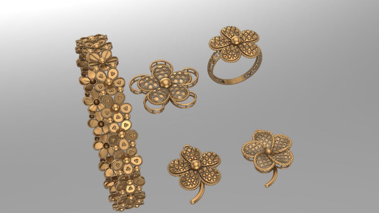 Flower theme service parts 3D print model_4