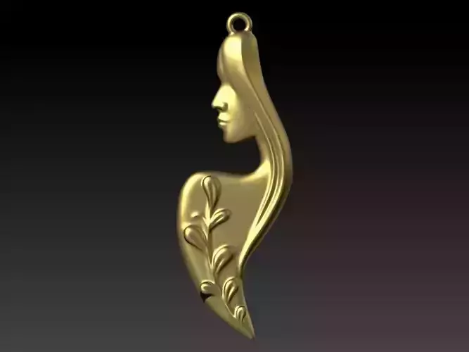 Elegance Lady Girl Woman Face Pendant Jewelry  3D print model