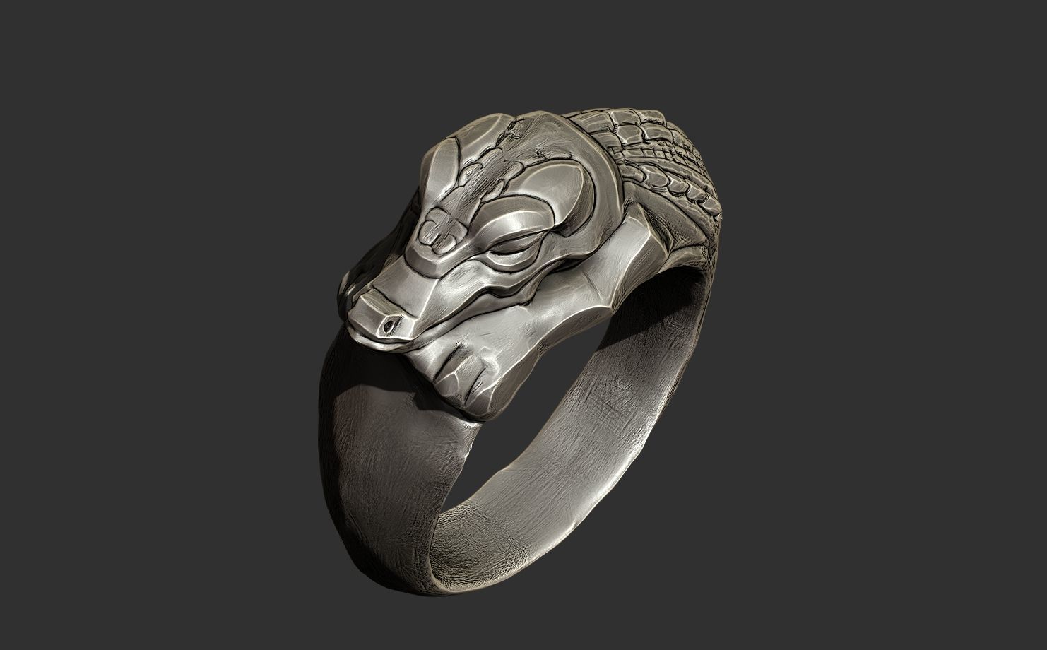 Alligator Ring 3D print model_2