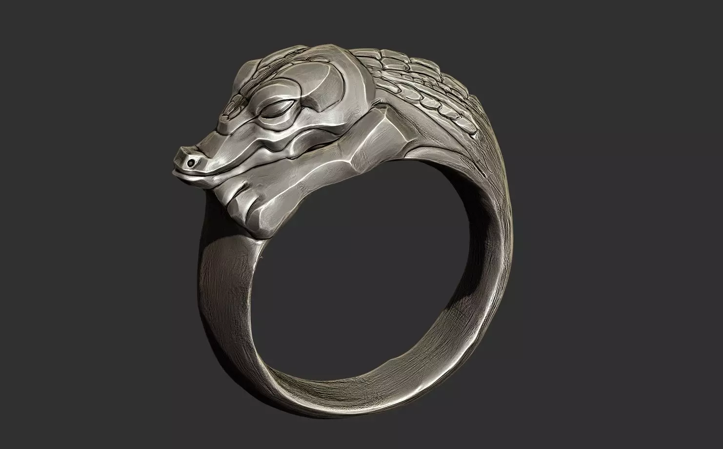 Alligator Ring 3D print model_0