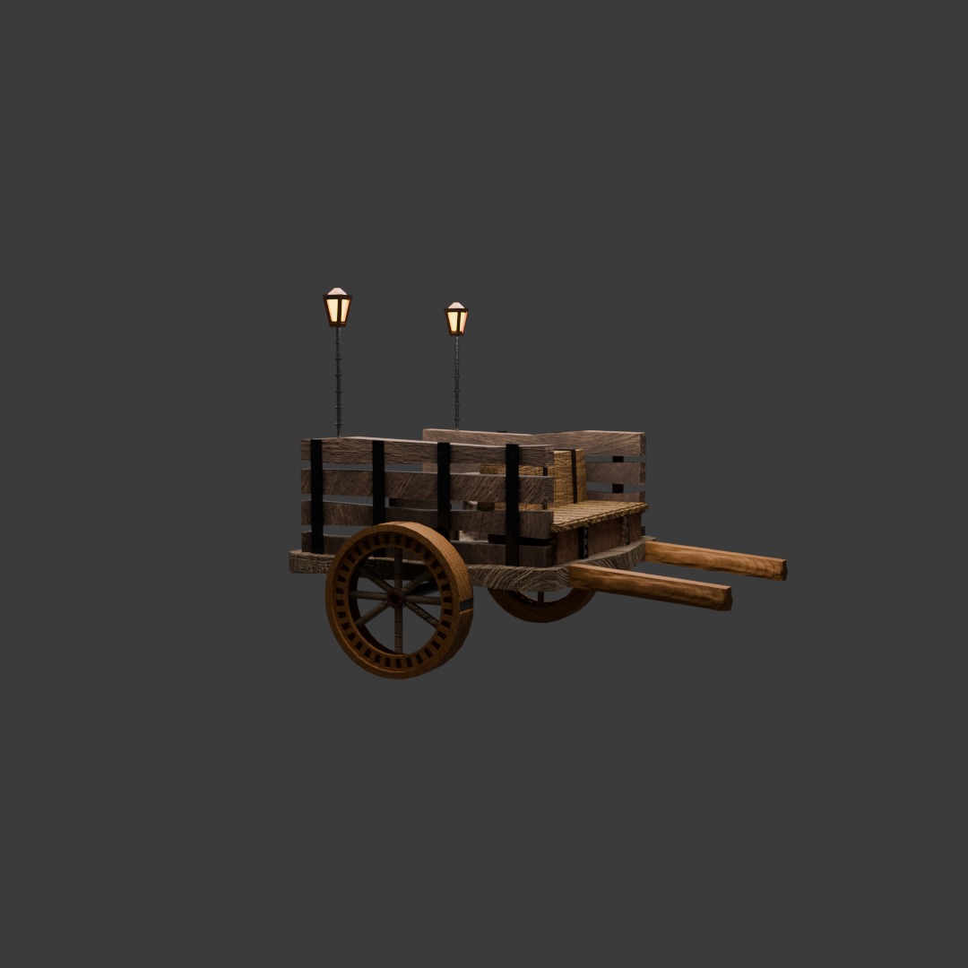 Game ready fantasy cart Low-poly 3D model_2