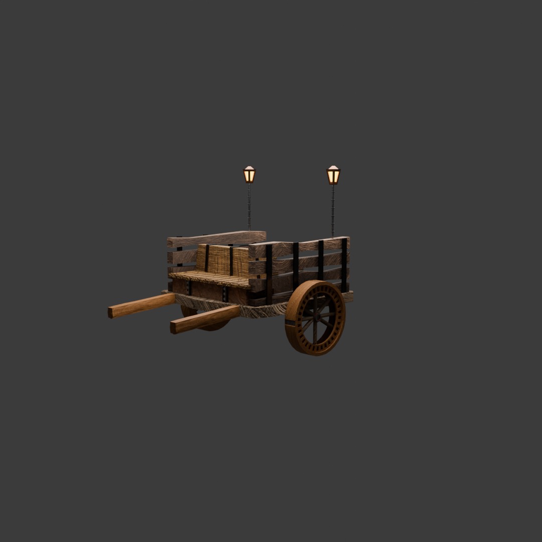Game ready fantasy cart Low-poly 3D model_1