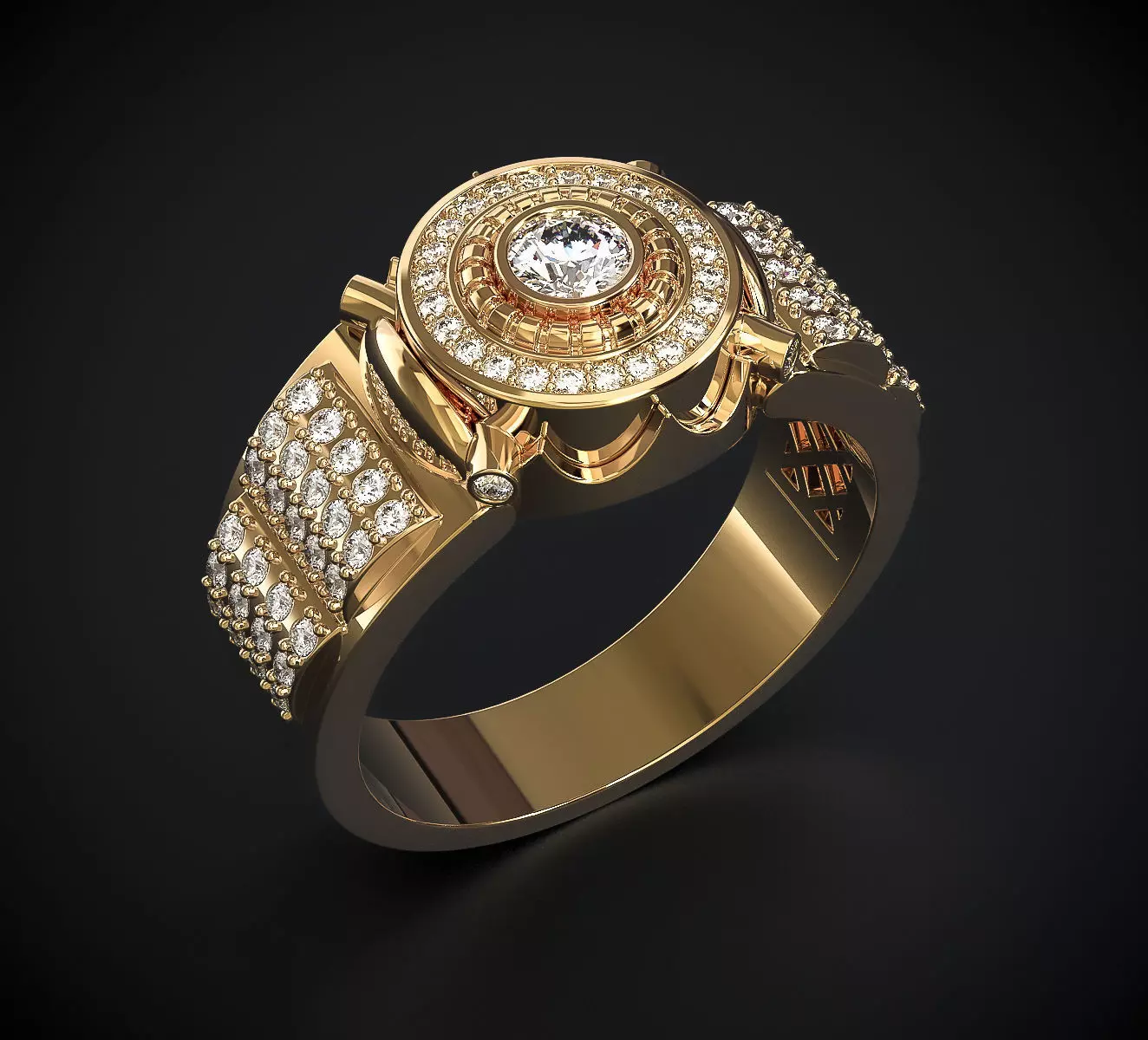 A MAN S RING WITH STONES 3 Printable Model 3D print model_0