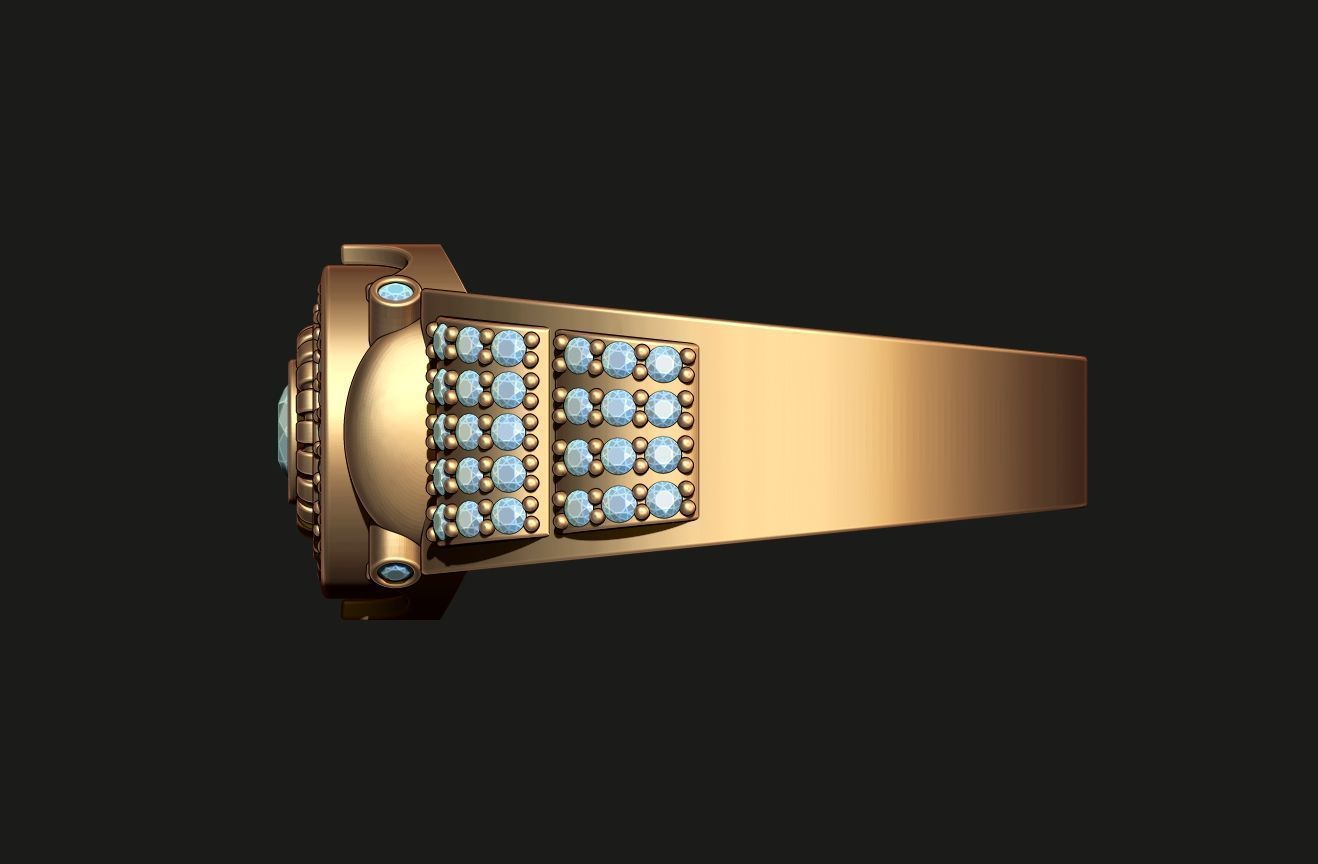 A MAN S RING WITH STONES 3 Printable Model 3D print model_9