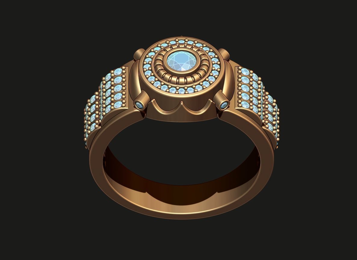 A MAN S RING WITH STONES 3 Printable Model 3D print model_7