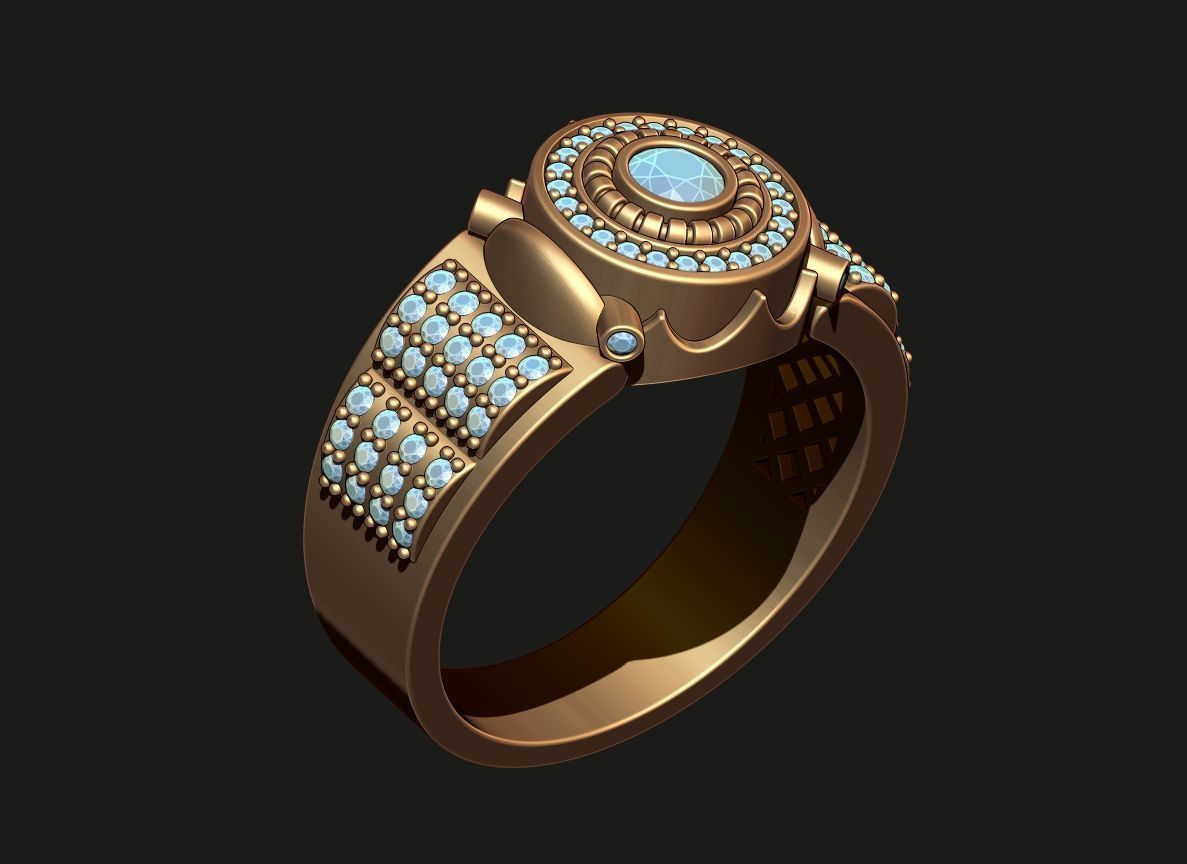 A MAN S RING WITH STONES 3 Printable Model 3D print model_6
