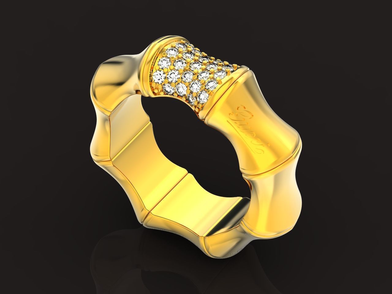 Gucci ring Bamboo 1364 3D print model_29