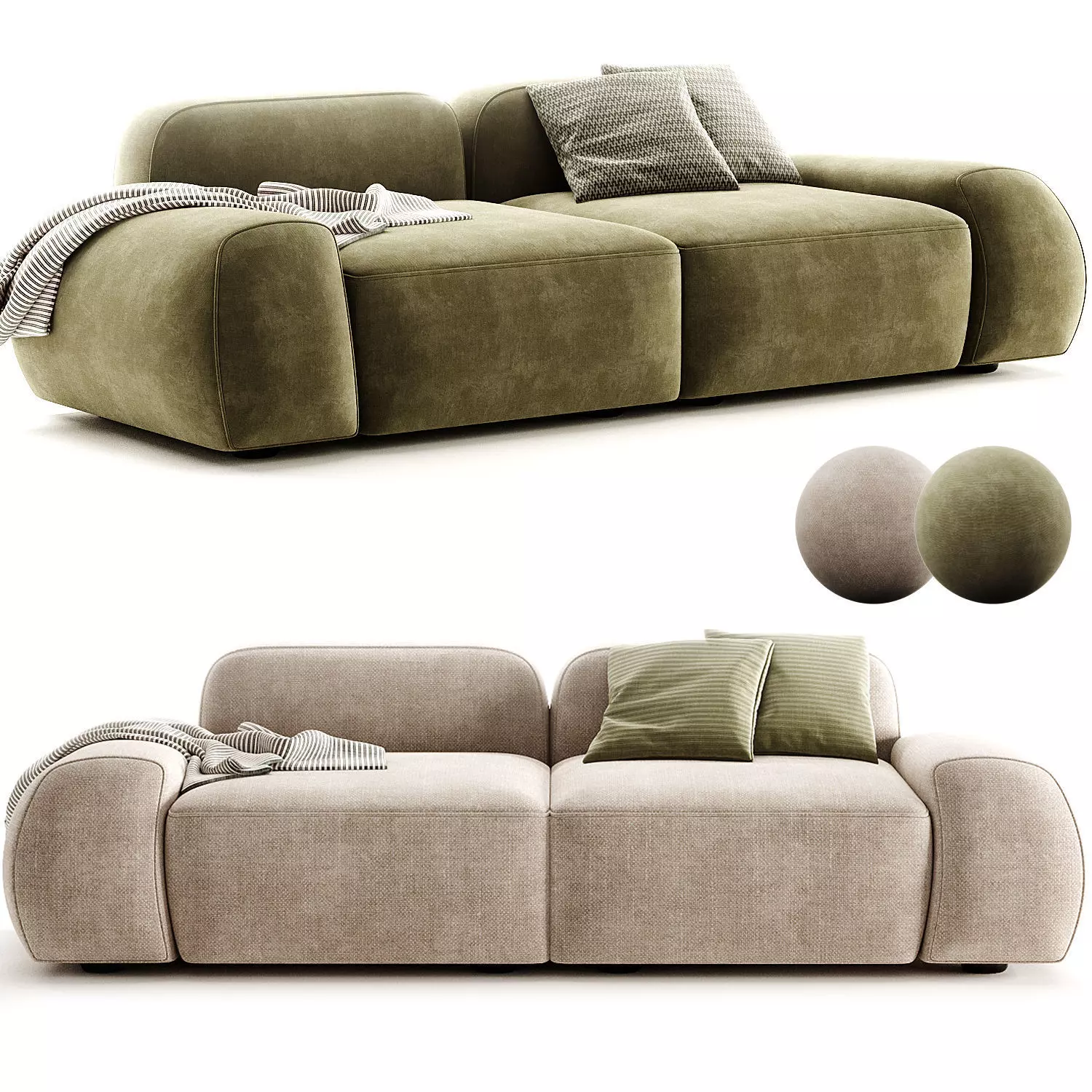 Divano Componibile 3 Posti in Boucle Wolke 3D model_0