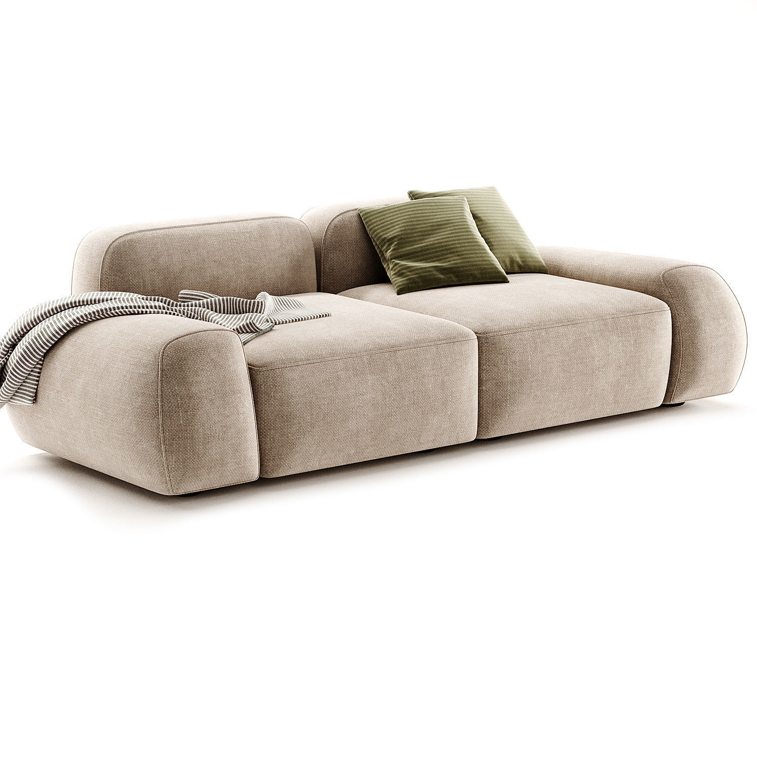 Divano Componibile 3 Posti in Boucle Wolke 3D model_1