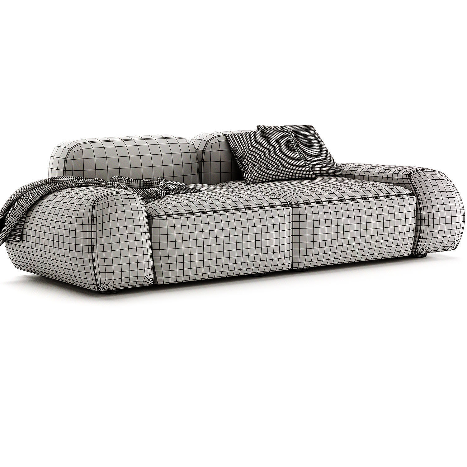 Divano Componibile 3 Posti in Boucle Wolke 3D model_4