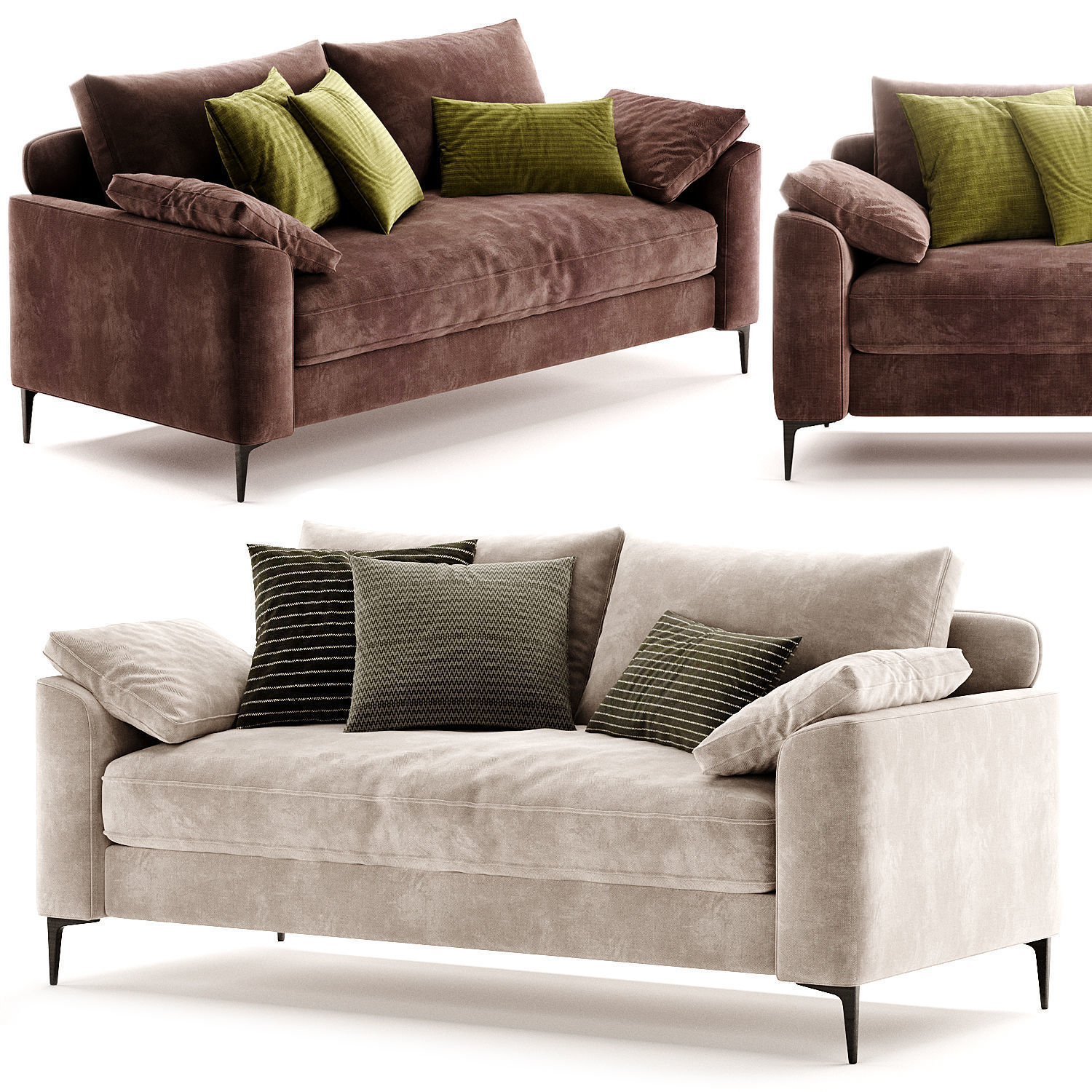 Santiago Pillow Arm Sofa 3D model_3