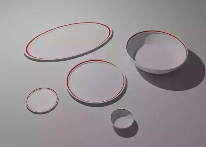 Red line edge dishes