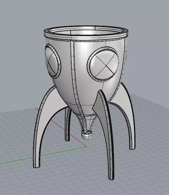 Space Ship flower pot 3D print model_0