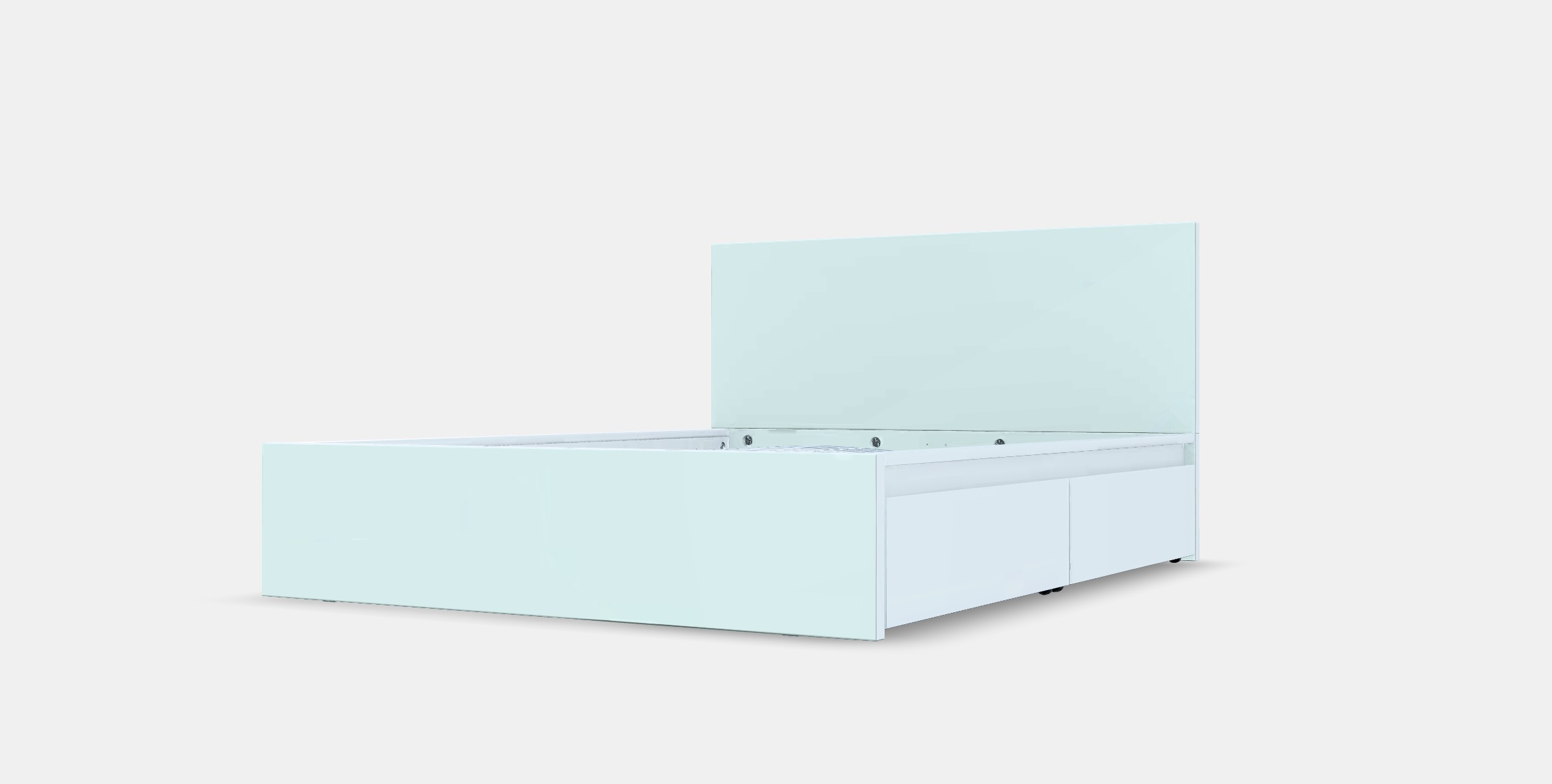 MALM Bed frame high w 2 storage boxes 8 Low-poly 3D model_13