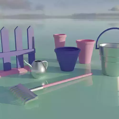 Set of garden accesories for dolls dollhouse furnitures