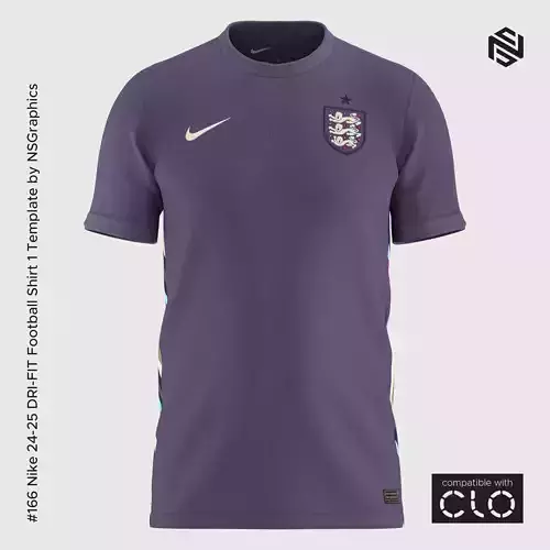 Nike 24-25 DRI-FIT Football Shirt 1 Template for CLO 3D
