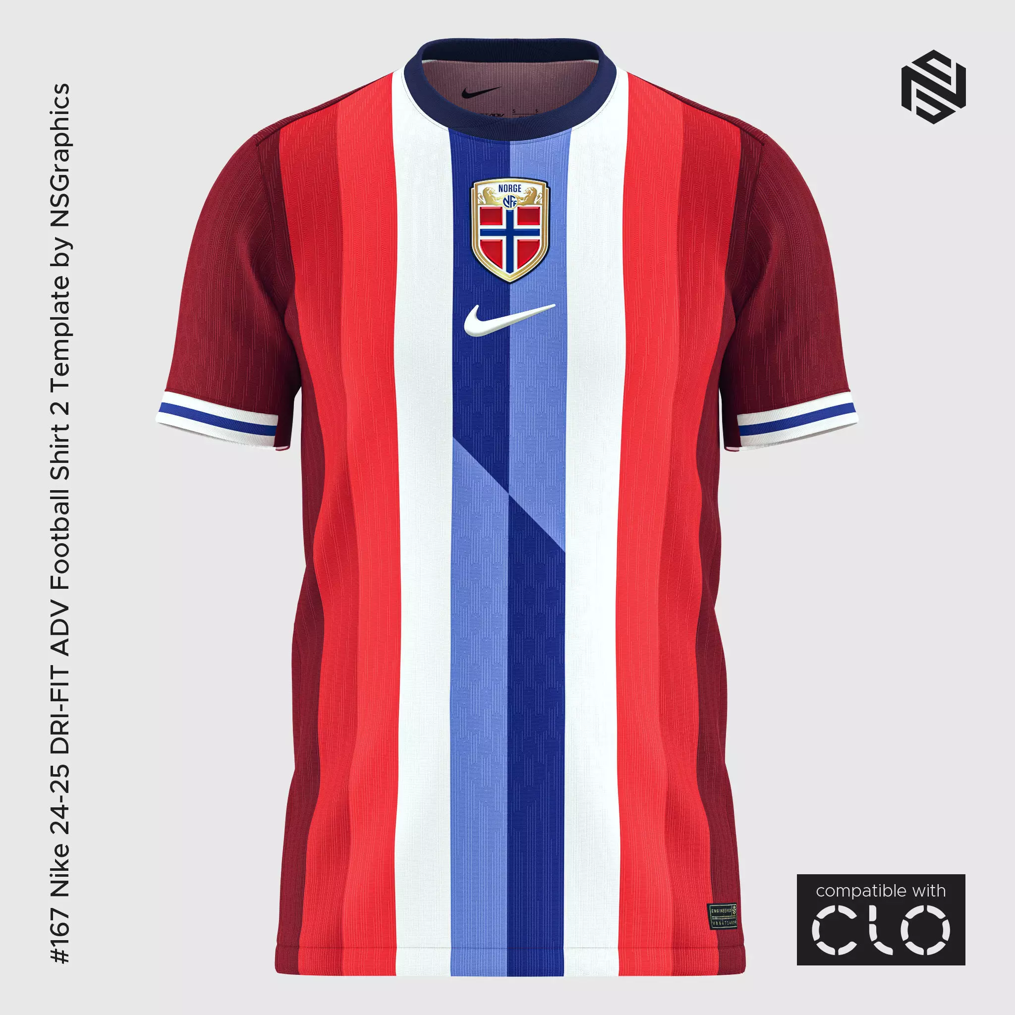 Nike 24-25 DRI-FIT ADV Football Shirt 2 Template for CLO 3D 3D model