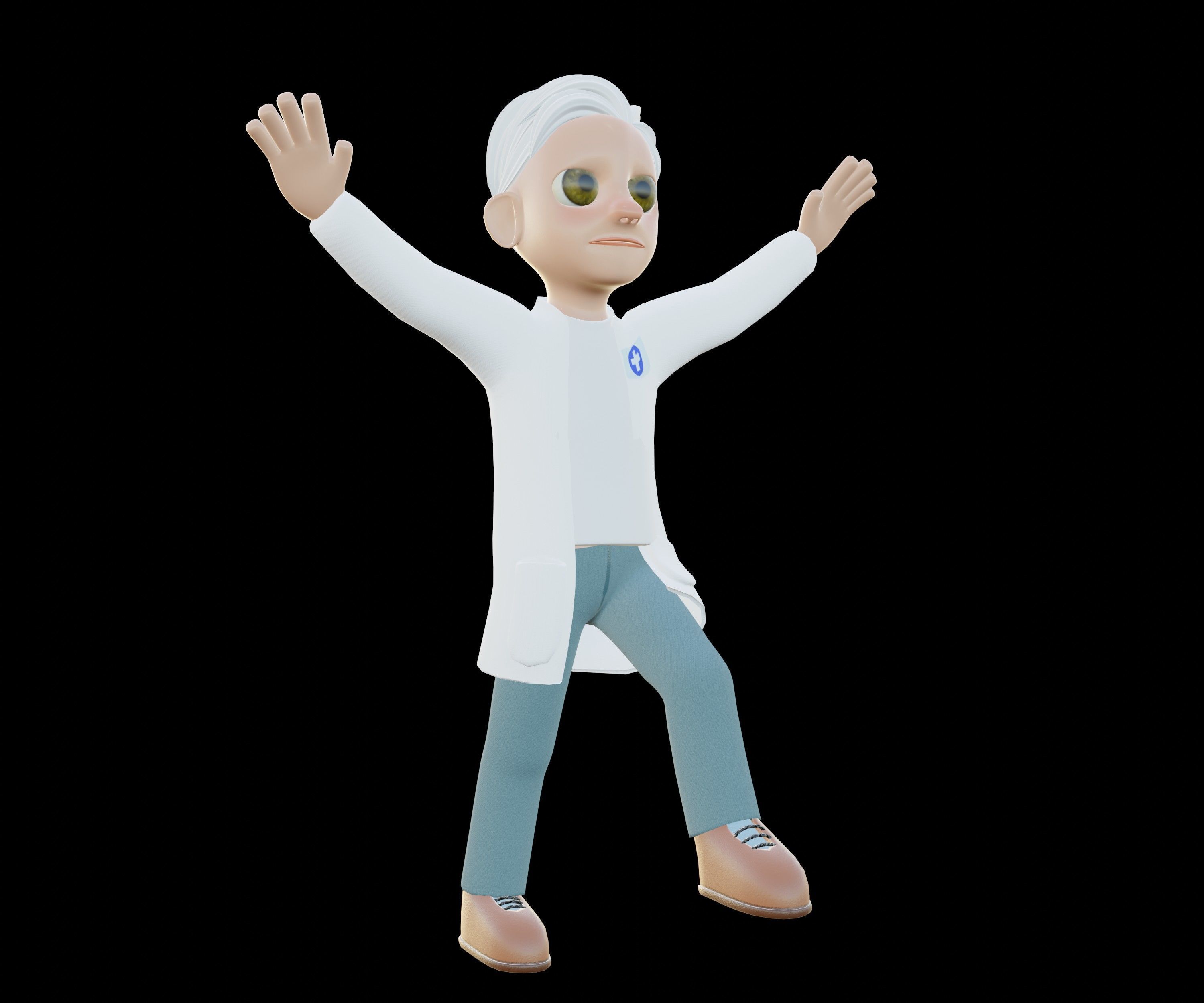 doctor man cartoon character Low-poly 3D model_2